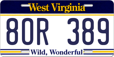WV license plate 8OR389