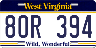 WV license plate 8OR394