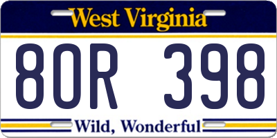 WV license plate 8OR398