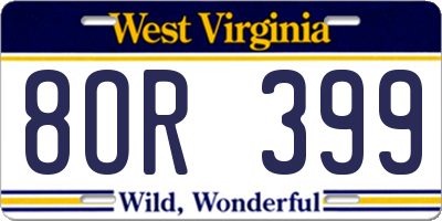 WV license plate 8OR399