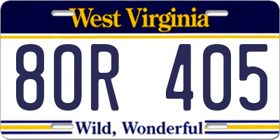 WV license plate 8OR405