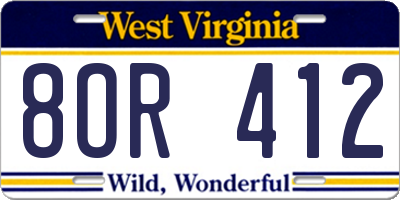 WV license plate 8OR412