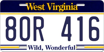 WV license plate 8OR416