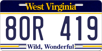 WV license plate 8OR419