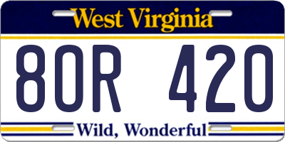 WV license plate 8OR420