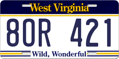 WV license plate 8OR421