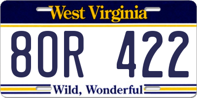 WV license plate 8OR422