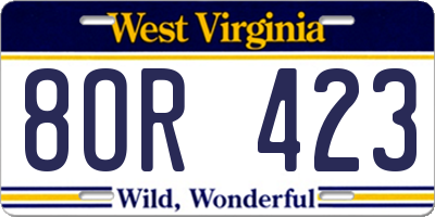 WV license plate 8OR423