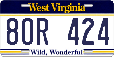WV license plate 8OR424