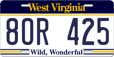 WV license plate 8OR425