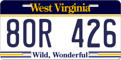WV license plate 8OR426
