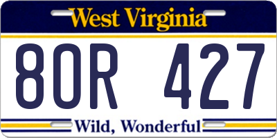 WV license plate 8OR427