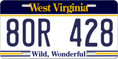 WV license plate 8OR428