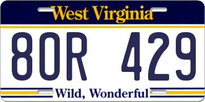 WV license plate 8OR429
