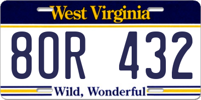 WV license plate 8OR432