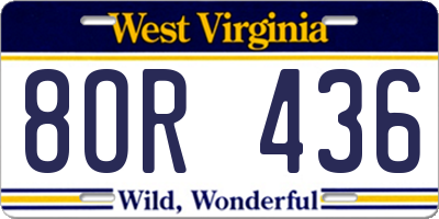 WV license plate 8OR436