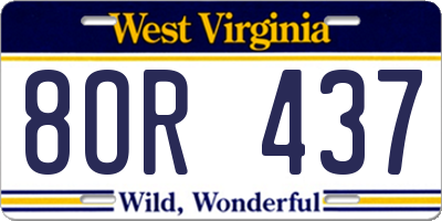 WV license plate 8OR437