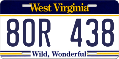 WV license plate 8OR438