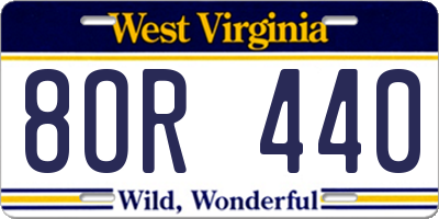 WV license plate 8OR440
