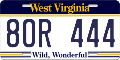WV license plate 8OR444