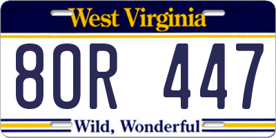 WV license plate 8OR447
