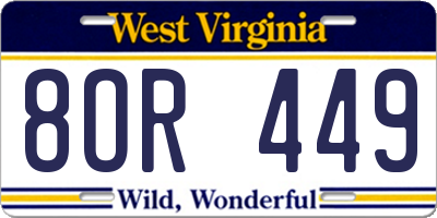 WV license plate 8OR449