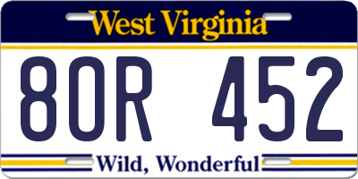 WV license plate 8OR452
