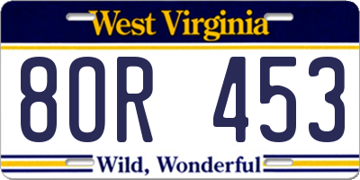 WV license plate 8OR453