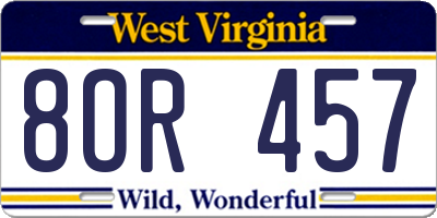 WV license plate 8OR457
