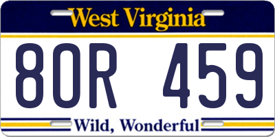 WV license plate 8OR459