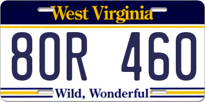 WV license plate 8OR460