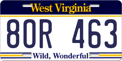 WV license plate 8OR463