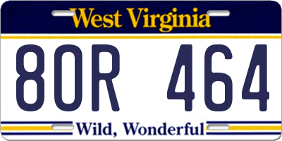 WV license plate 8OR464