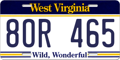 WV license plate 8OR465