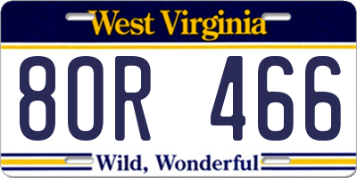 WV license plate 8OR466