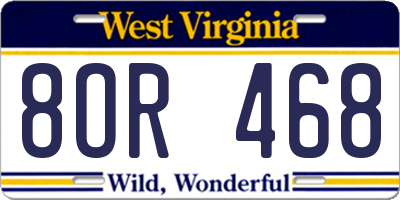 WV license plate 8OR468