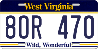 WV license plate 8OR470