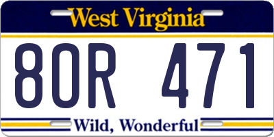 WV license plate 8OR471