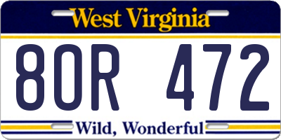 WV license plate 8OR472