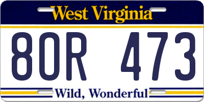 WV license plate 8OR473