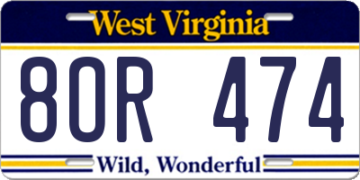 WV license plate 8OR474