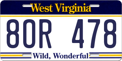 WV license plate 8OR478