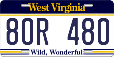 WV license plate 8OR480