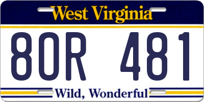WV license plate 8OR481