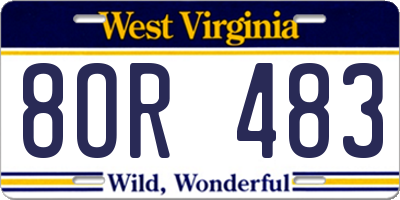 WV license plate 8OR483