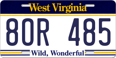 WV license plate 8OR485