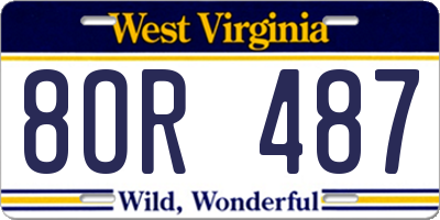 WV license plate 8OR487