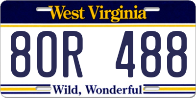 WV license plate 8OR488