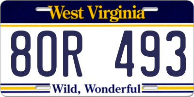 WV license plate 8OR493