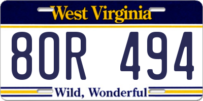 WV license plate 8OR494
